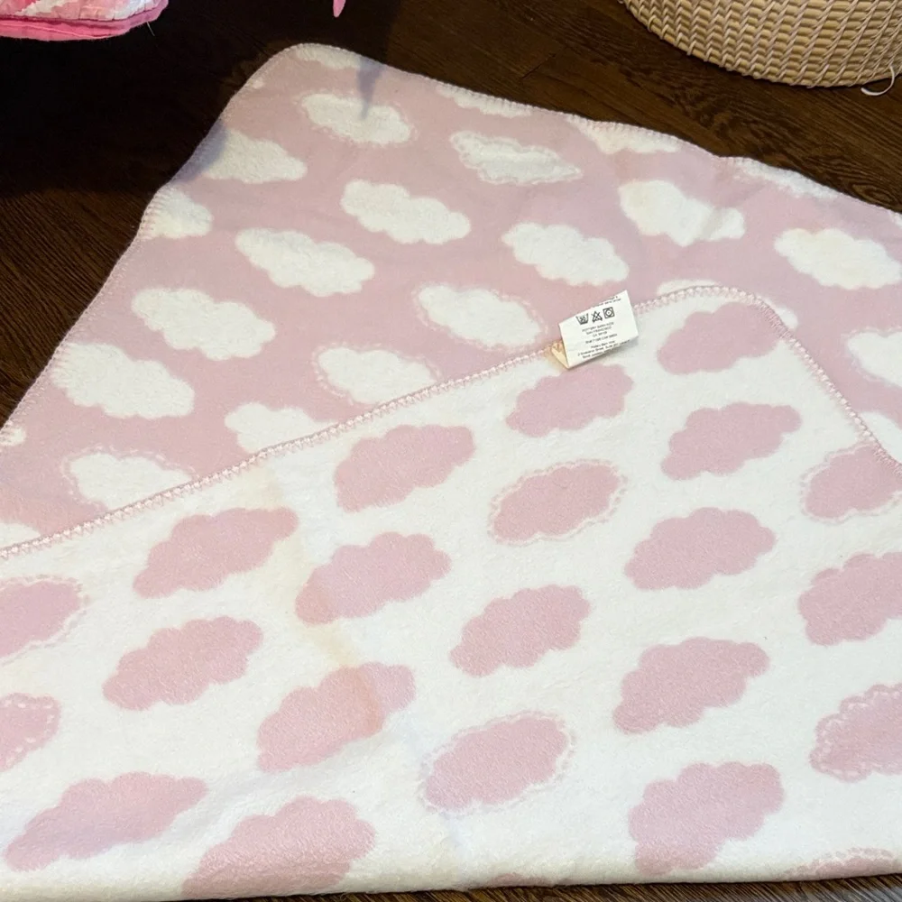 Pottery Barn Kids Pink and White Cloud Baby Blanket